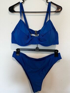 Large SHEIN Cobalt Blue Underwire Two-Piece Bikini - 2xl
